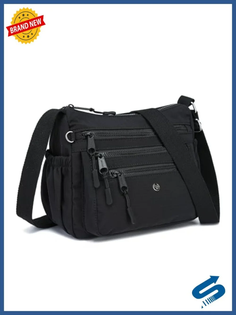 Nylon Crossbody Bag with 10 Pockets Lightweight Travel Purse